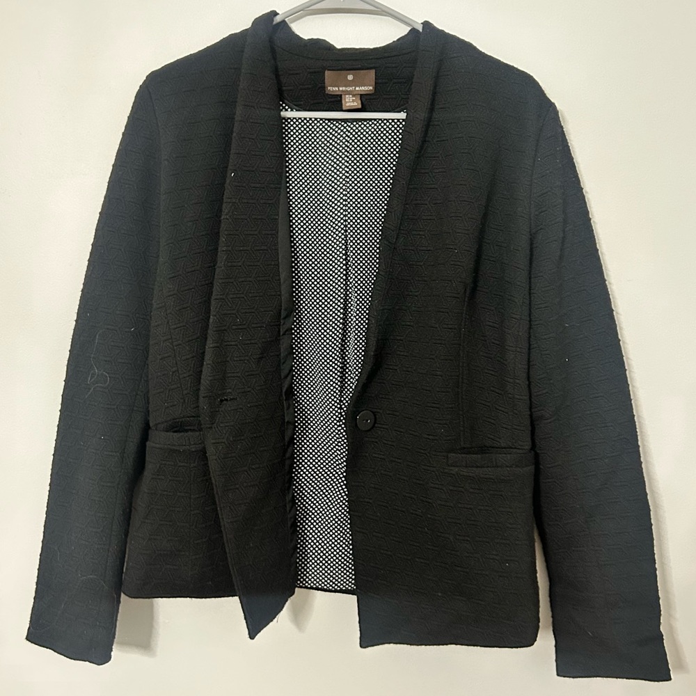 Black textured blazer, size large